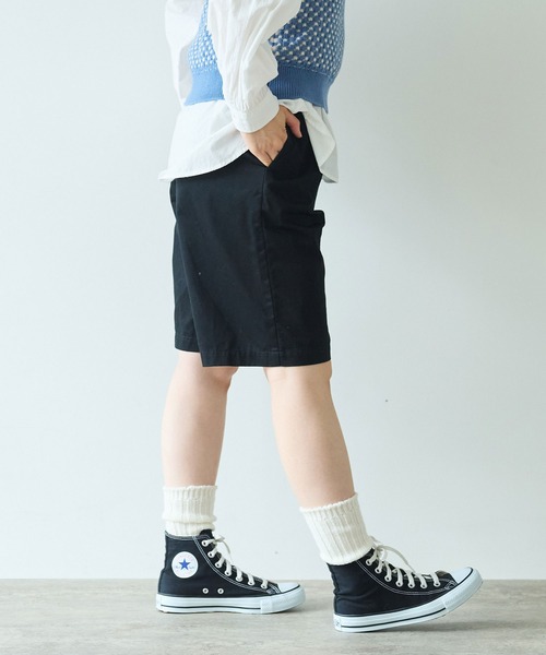 bulle de savon（ビュルデサボン）の「甘撚りライトチノクロス　ハーフパンツ（チノパンツ・レディース・ブラック/ベージュ・FREE）」の20枚目の写真