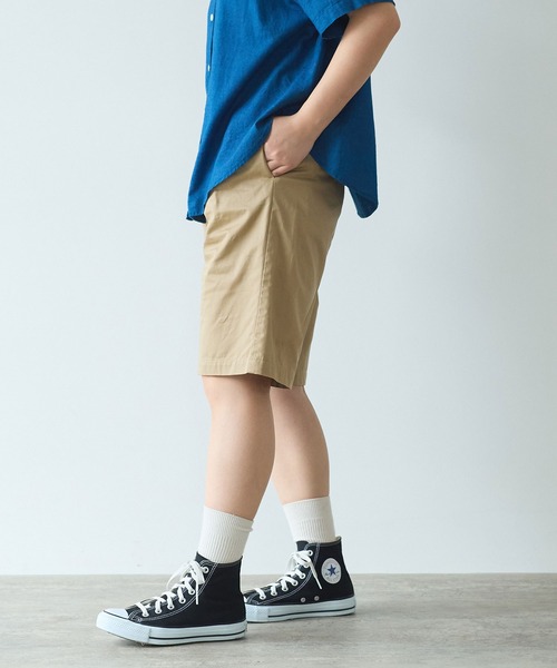 bulle de savon（ビュルデサボン）の「甘撚りライトチノクロス　ハーフパンツ（チノパンツ・レディース・ブラック/ベージュ・FREE）」の11枚目の写真