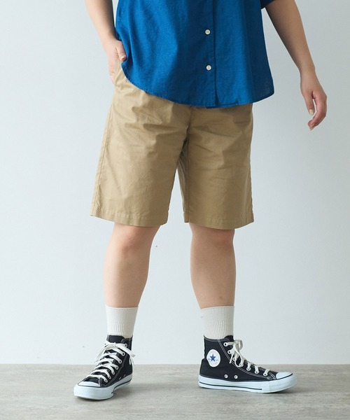 bulle de savon（ビュルデサボン）の「甘撚りライトチノクロス　ハーフパンツ（チノパンツ・レディース・ブラック/ベージュ・FREE）」の13枚目の写真