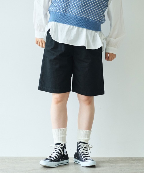 bulle de savon（ビュルデサボン）の「甘撚りライトチノクロス　ハーフパンツ（チノパンツ・レディース・ブラック/ベージュ・FREE）」の22枚目の写真