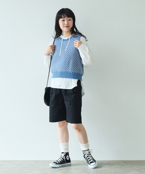 bulle de savon（ビュルデサボン）の「甘撚りライトチノクロス　ハーフパンツ（チノパンツ・レディース・ブラック/ベージュ・FREE）」の16枚目の写真