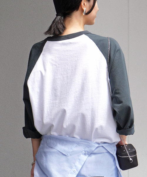 AP STUDIO（エーピーストゥディオ）の「【STUDIO WEAREALLANIMALS】別注ラグランTシャツ（Tシャツ/カットソー・レディース・ブラック/ネイビー・FREE）」の9枚目の写真