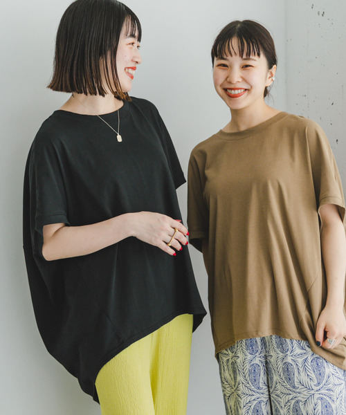 ITEMS URBANRESEARCH（アイテムズ アーバンリサーチ）の「『吸水速乾』ドライタッチバックタックプルオーバー（Tシャツ/カットソー・レディース・ブラック/オフホワイト/ブラウン・FREE）」の21枚目の写真