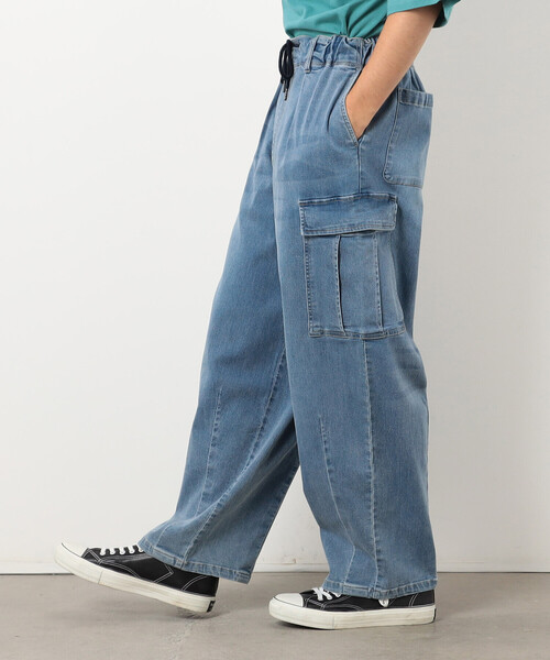 Purple&Yellow（パープルアンドイエロー）の「デニムカーゴワイドテーパードパンツ（デニムパンツ・メンズ・ケミカルウォッシュ/ブラック・X-SMALL/SMALL/MEDIUM/LARGE）」の22枚目の写真