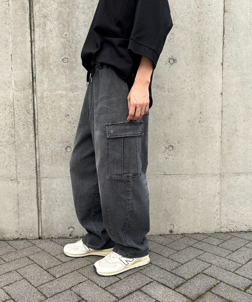 セール】デニムカーゴワイドテーパードパンツ（デニムパンツ