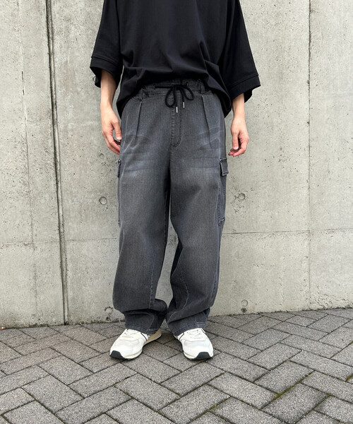 セール】デニムカーゴワイドテーパードパンツ（デニムパンツ
