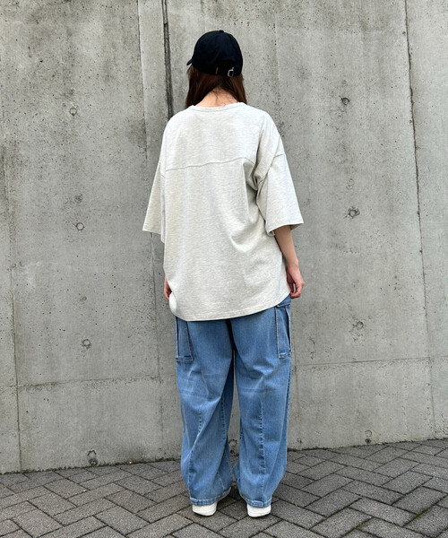 Purple&Yellow（パープルアンドイエロー）の「デニムカーゴワイドテーパードパンツ（デニムパンツ・メンズ・ケミカルウォッシュ/ブラック・X-SMALL/SMALL/MEDIUM/LARGE）」の10枚目の写真