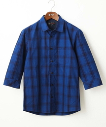 MK MICHEL KLEIN HOMME （エムケーミッシェルクランオム）の「【大きいサイズあり】七分袖シャツ/インディゴタイプライターチェック（シャツ/ブラウス・メンズ）」