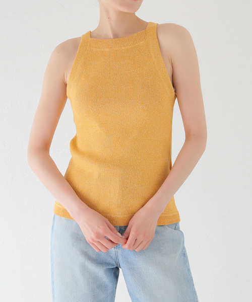haek メランジアメスリニットタンク セール】melange american sleeve knit tank top/メランジアメ