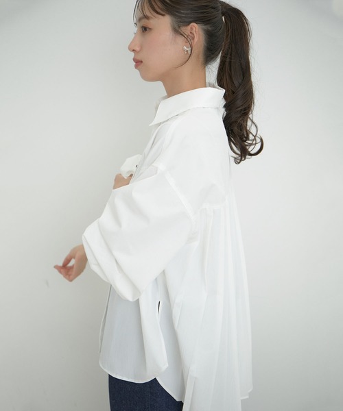 VIS(ビス)の「【近赤外線対策/UVケア】バックプリーツシャツ(シャツ/ブラウス・レディース・サックスブルー/ホワイト/ピンク/ネイビー・FREE)」の8枚目の写真