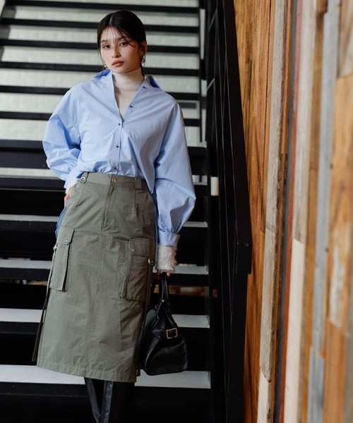 VIS(ビス)の「【近赤外線対策/UVケア】バックプリーツシャツ(シャツ/ブラウス・レディース・サックスブルー/ホワイト/ピンク/ネイビー・FREE)」の21枚目の写真