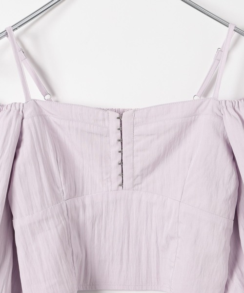 Heather（ヘザー）の「フロントホックブラウス（半袖）　137988（シャツ/ブラウス・レディース・アイボリー/ブラック/ライラック・FREE）」の4枚目の写真