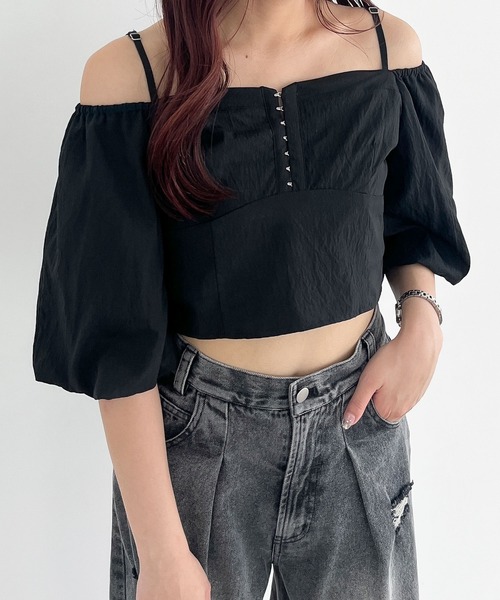 Heather（ヘザー）の「フロントホックブラウス（半袖）　137988（シャツ/ブラウス・レディース・アイボリー/ブラック/ライラック・FREE）」の19枚目の写真