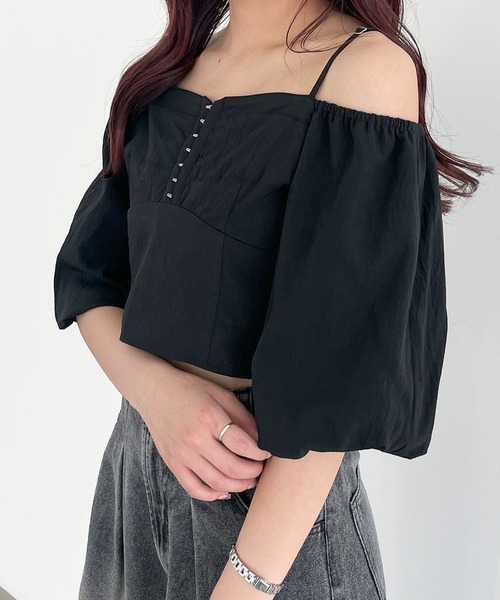 Heather（ヘザー）の「フロントホックブラウス（半袖）　137988（シャツ/ブラウス・レディース・アイボリー/ブラック/ライラック・FREE）」の20枚目の写真