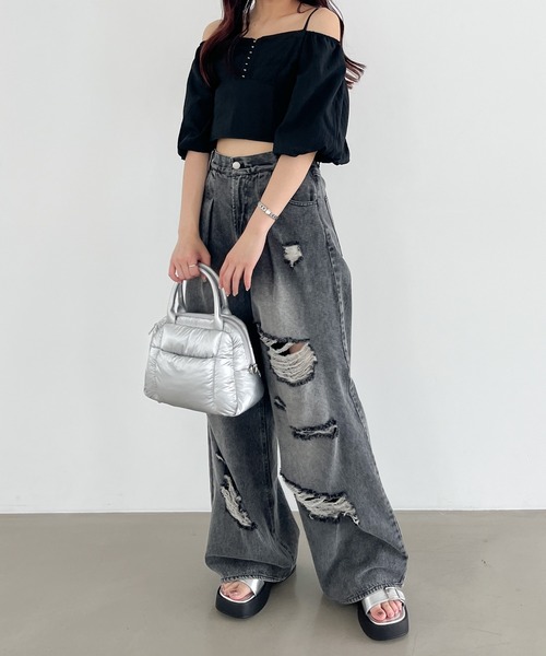 Heather（ヘザー）の「フロントホックブラウス（半袖）　137988（シャツ/ブラウス・レディース・アイボリー/ブラック/ライラック・FREE）」の22枚目の写真