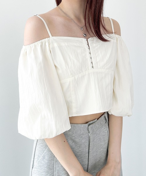 Heather（ヘザー）の「フロントホックブラウス（半袖）　137988（シャツ/ブラウス・レディース・アイボリー/ブラック/ライラック・FREE）」の13枚目の写真