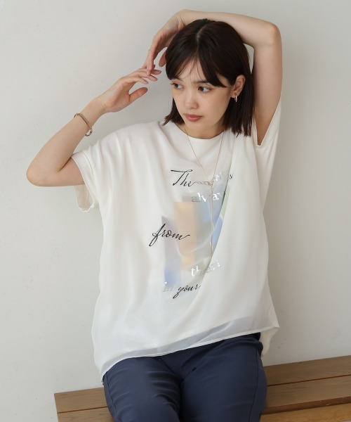 Bou Jeloud（ブージュルード）の「シアーレイヤードコラージュＴシャツ（Tシャツ/カットソー・レディース・オフホワイト/ブラック・FREE）」の22枚目の写真
