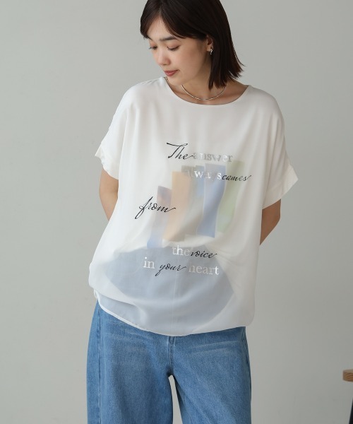 Bou Jeloud（ブージュルード）の「シアーレイヤードコラージュＴシャツ（Tシャツ/カットソー・レディース・オフホワイト/ブラック・FREE）」の18枚目の写真