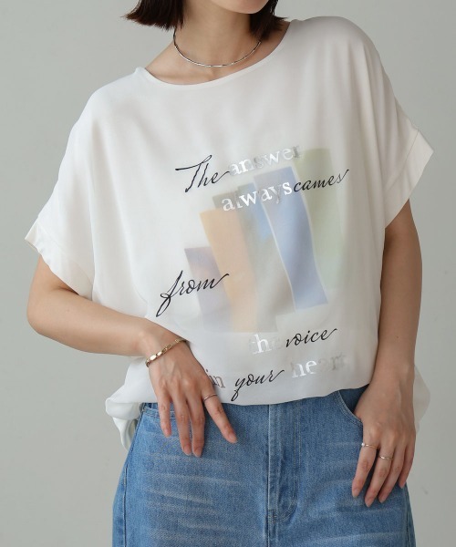 Bou Jeloud（ブージュルード）の「シアーレイヤードコラージュＴシャツ（Tシャツ/カットソー・レディース・オフホワイト/ブラック・FREE）」の17枚目の写真