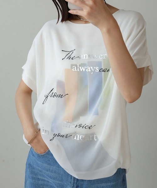 Bou Jeloud（ブージュルード）の「シアーレイヤードコラージュＴシャツ（Tシャツ/カットソー・レディース・オフホワイト/ブラック・FREE）」の16枚目の写真