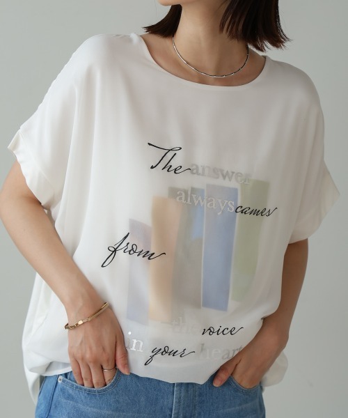 Bou Jeloud（ブージュルード）の「シアーレイヤードコラージュＴシャツ（Tシャツ/カットソー・レディース・オフホワイト/ブラック・FREE）」の14枚目の写真