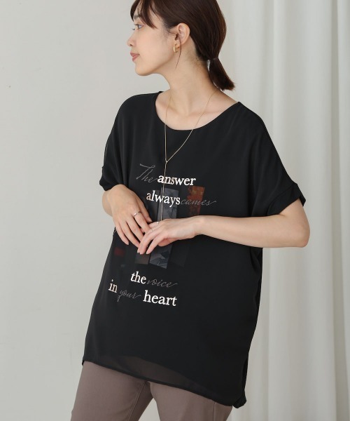 Bou Jeloud（ブージュルード）の「シアーレイヤードコラージュＴシャツ（Tシャツ/カットソー・レディース・オフホワイト/ブラック・FREE）」の10枚目の写真