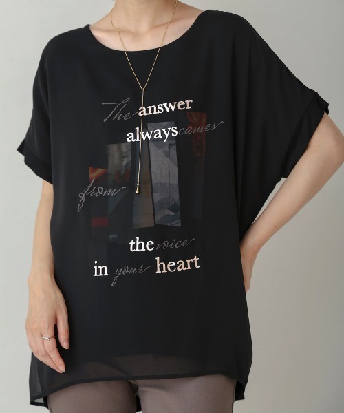 Bou Jeloud（ブージュルード）の「シアーレイヤードコラージュＴシャツ（Tシャツ/カットソー・レディース・オフホワイト/ブラック・FREE）」の9枚目の写真