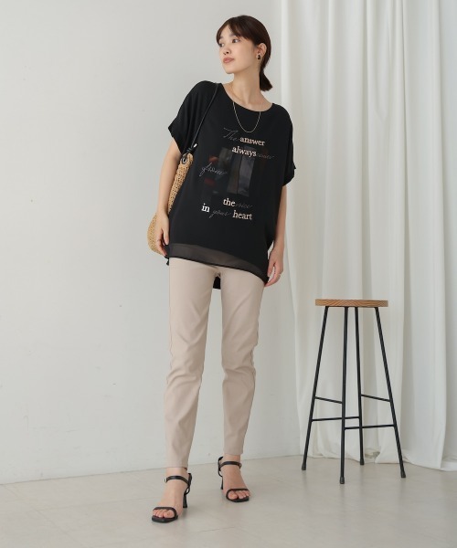 Bou Jeloud（ブージュルード）の「シアーレイヤードコラージュＴシャツ（Tシャツ/カットソー・レディース・オフホワイト/ブラック・FREE）」の7枚目の写真