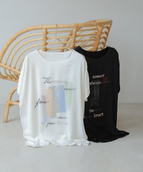 Bou Jeloud（ブージュルード）の「シアーレイヤードコラージュＴシャツ（Tシャツ/カットソー・レディース・オフホワイト/ブラック・FREE）」の4枚目の写真