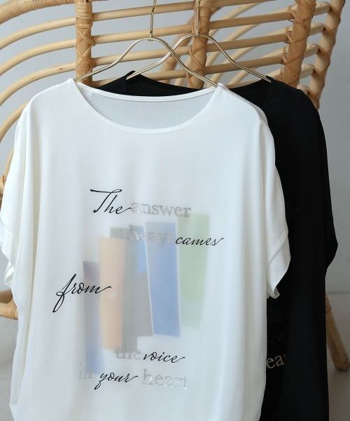 Bou Jeloud（ブージュルード）の「シアーレイヤードコラージュＴシャツ（Tシャツ/カットソー・レディース・オフホワイト/ブラック・FREE）」の3枚目の写真
