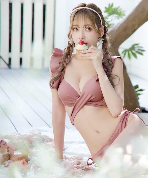 sugar nine ショルダーフリルクロスビキニ ショルダーフリルクロスビキニ 2点セット（水着）｜sugar nine