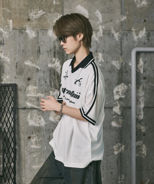 ILL'S(イルズ)の「襟付き半袖サッカーTシャツ ユニフォームライク メンズ レディース(Tシャツ/カットソー・メンズ・ホワイト/ブラック/ネイビー・M/L)」の11枚目の写真
