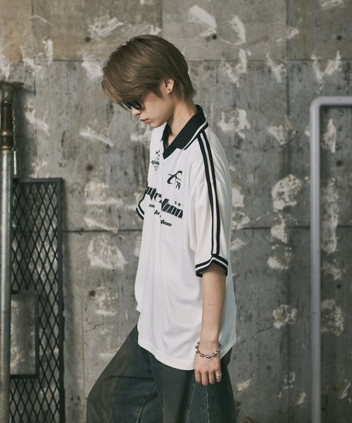 ILL'S(イルズ)の「襟付き半袖サッカーTシャツ ユニフォームライク メンズ レディース(Tシャツ/カットソー・メンズ・ホワイト/ブラック/ネイビー・M/L)」の12枚目の写真