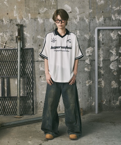 ILL'S(イルズ)の「襟付き半袖サッカーTシャツ ユニフォームライク メンズ レディース(Tシャツ/カットソー・メンズ・ホワイト/ブラック/ネイビー・M/L)」の15枚目の写真