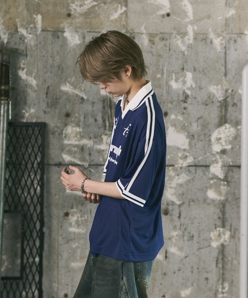 ILL'S(イルズ)の「襟付き半袖サッカーTシャツ ユニフォームライク メンズ レディース(Tシャツ/カットソー・メンズ・ホワイト/ブラック/ネイビー・M/L)」の22枚目の写真