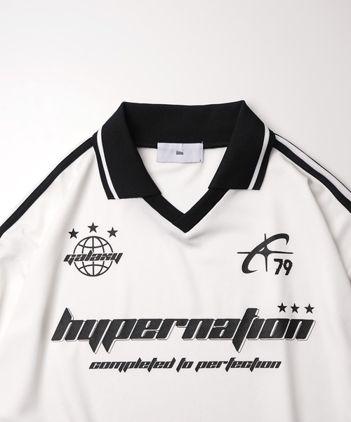 ILL'S(イルズ)の「襟付き半袖サッカーTシャツ ユニフォームライク メンズ レディース(Tシャツ/カットソー・メンズ・ホワイト/ブラック/ネイビー・M/L)」の4枚目の写真