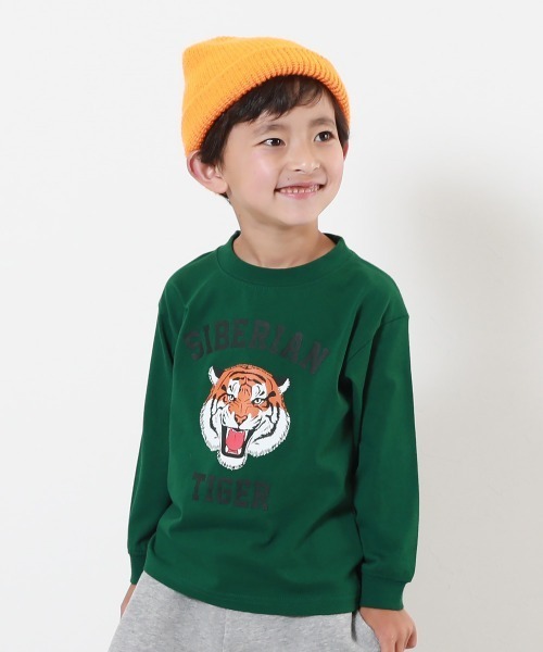 devirock（デビロック）の「綿100% デビラボ プリント袖リブ 長袖Tシャツ（Tシャツ/カットソー・キッズ・グレー系その他/ブラック系その他2/ブルー系その他2/ホワイト系その他/オレンジ系その他2/ブラック系その他4/オレンジ系その他/ブラック系その他/ブラック系その他3/グレー系その他6/ブルー系その他/グレー系その他2/グレー系その他3/グリーン系その他/グレー系その他4/グレー系その他5・90cm/100cm/110cm/120cm/130cm/140cm/150cm/160cm）」の12枚目の写真