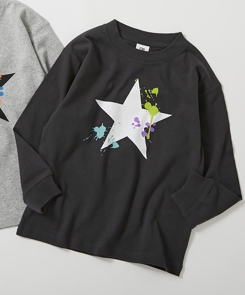 devirock（デビロック）の「綿100% デビラボ プリント袖リブ 長袖Tシャツ（Tシャツ/カットソー・キッズ・グレー系その他/ブラック系その他2/ブルー系その他2/ホワイト系その他/オレンジ系その他2/ブラック系その他4/オレンジ系その他/ブラック系その他/ブラック系その他3/グレー系その他6/ブルー系その他/グレー系その他2/グレー系その他3/グリーン系その他/グレー系その他4/グレー系その他5・90cm/100cm/110cm/120cm/130cm/140cm/150cm/160cm）」の3枚目の写真