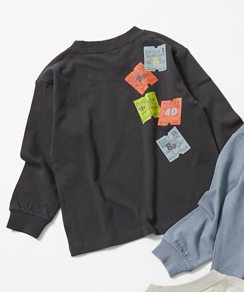 devirock（デビロック）の「綿100% デビラボ プリント袖リブ 長袖Tシャツ（Tシャツ/カットソー・キッズ・グレー系その他/ブラック系その他2/ブルー系その他2/ホワイト系その他/オレンジ系その他2/ブラック系その他4/オレンジ系その他/ブラック系その他/ブラック系その他3/グレー系その他6/ブルー系その他/グレー系その他2/グレー系その他3/グリーン系その他/グレー系その他4/グレー系その他5・90cm/100cm/110cm/120cm/130cm/140cm/150cm/160cm）」の5枚目の写真