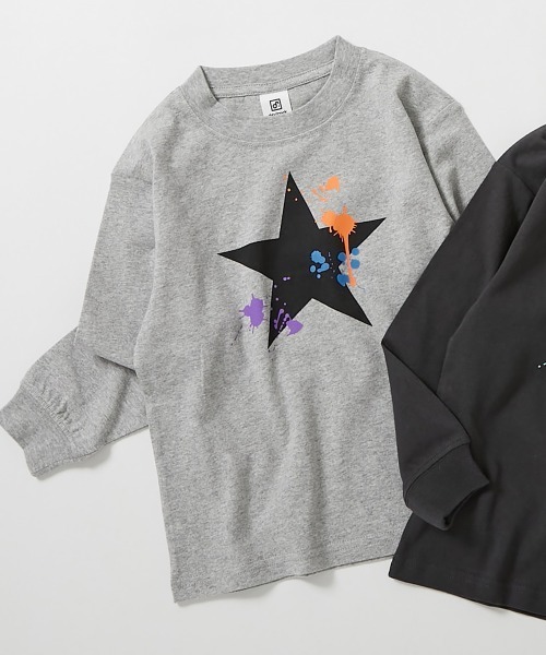 devirock（デビロック）の「綿100% デビラボ プリント袖リブ 長袖Tシャツ（Tシャツ/カットソー・キッズ・グレー系その他/ブラック系その他2/ブルー系その他2/ホワイト系その他/オレンジ系その他2/ブラック系その他4/オレンジ系その他/ブラック系その他/ブラック系その他3/グレー系その他6/ブルー系その他/グレー系その他2/グレー系その他3/グリーン系その他/グレー系その他4/グレー系その他5・90cm/100cm/110cm/120cm/130cm/140cm/150cm/160cm）」の8枚目の写真