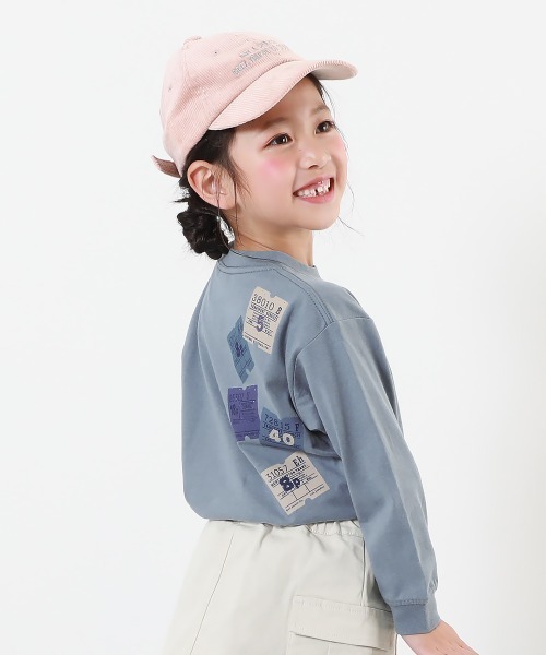 devirock（デビロック）の「綿100% デビラボ プリント袖リブ 長袖Tシャツ（Tシャツ/カットソー・キッズ・グレー系その他/ブラック系その他2/ブルー系その他2/ホワイト系その他/オレンジ系その他2/ブラック系その他4/オレンジ系その他/ブラック系その他/ブラック系その他3/グレー系その他6/ブルー系その他/グレー系その他2/グレー系その他3/グリーン系その他/グレー系その他4/グレー系その他5・90cm/100cm/110cm/120cm/130cm/140cm/150cm/160cm）」の14枚目の写真