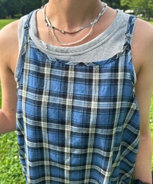 nemne store(ネンネストア)の「【低身長サイズあり】チェック柄キャミワンピース(ワンピース・レディース・ブルー/レッド・SMALL/MEDIUM)」の7枚目の写真