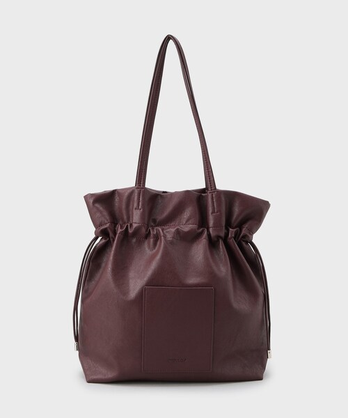 OPAQUE.CLIP（オペークドットクリップ）の「【A4サイズ対応】ソフト合皮巾着ドローストリングトートバッグ（トートバッグ・レディース・ブラック/ブラウン系/シルバー/ライトグレー/ボルドー・00）」の7枚目の写真