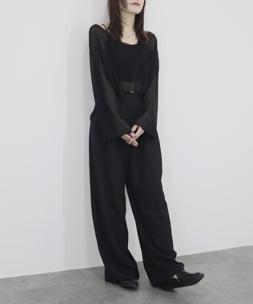 TUNIC シースルーボーダーセットアップ 黒ブラック ZOZO限定】クロップドメロウシアートップ／サマーニット 長袖
