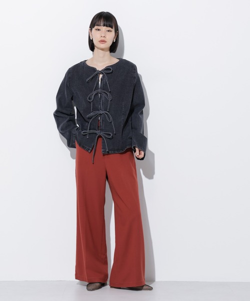 Apo(s)ture(アポスチャー)の「ARIA-003/ピーチセンタープレスワイドパンツ(その他パンツ・レディース・ブラック/モカ/オレンジ/グレー・XS/S/M/L/XL)」の13枚目の写真
