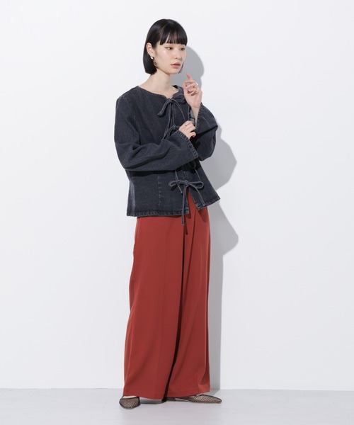 Apo(s)ture(アポスチャー)の「ARIA-003/ピーチセンタープレスワイドパンツ(その他パンツ・レディース・ブラック/モカ/オレンジ/グレー・XS/S/M/L/XL)」の14枚目の写真