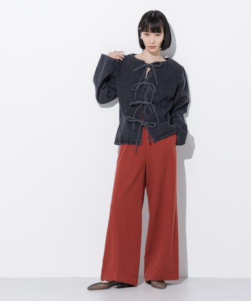 Apo(s)ture(アポスチャー)の「ARIA-003/ピーチセンタープレスワイドパンツ(その他パンツ・レディース・ブラック/モカ/オレンジ/グレー・XS/S/M/L/XL)」の18枚目の写真