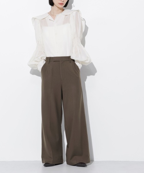 Apo(s)ture(アポスチャー)の「ARIA-003/ピーチセンタープレスワイドパンツ(その他パンツ・レディース・ブラック/モカ/オレンジ/グレー・XS/S/M/L/XL)」の19枚目の写真