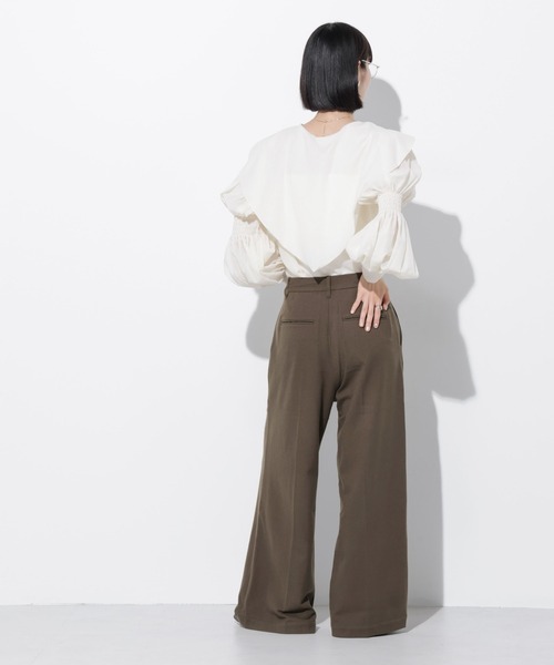 Apo(s)ture(アポスチャー)の「ARIA-003/ピーチセンタープレスワイドパンツ(その他パンツ・レディース・ブラック/モカ/オレンジ/グレー・XS/S/M/L/XL)」の22枚目の写真