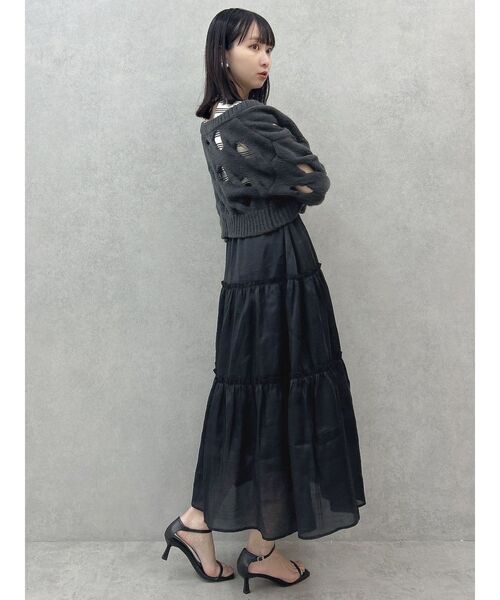 dazzlin（ダズリン）の「スリットケーブルニットカーディガン（カーディガン/ボレロ・レディース・ブラック/パープル/グリーン/オフホワイト・FREE）」の20枚目の写真